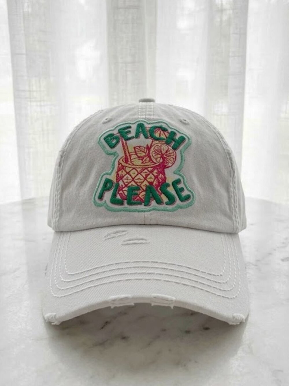 Ladies White Beach Please Trucker Hat